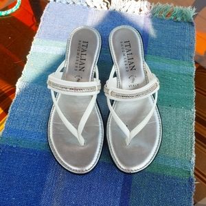 Dressy white thong sandals